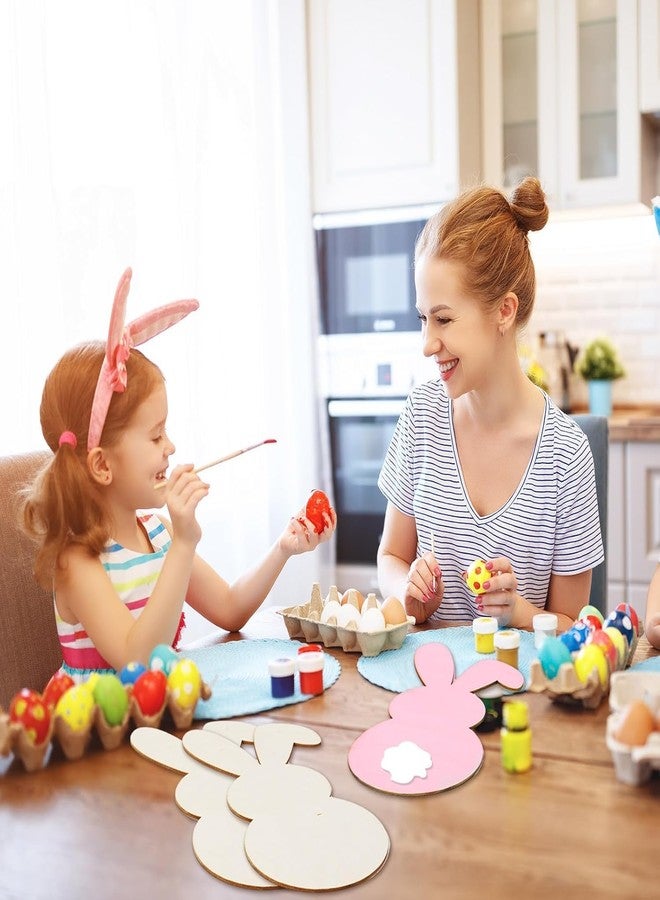 Curious Button مجموعة أزرار غريبة مكونة من 4 قطع من مجسمات أرنب خشبية لعيد الفصح، مقاس 7 × 3.2 بوصة، شرائح خشبية غير مطلية على شكل أرنب، زينة أرنب خشبية لفصل الربيع وعيد الفصح، أعمال يدوية، قطع مركزية للطاولة، ديكور منزلي - Image 4